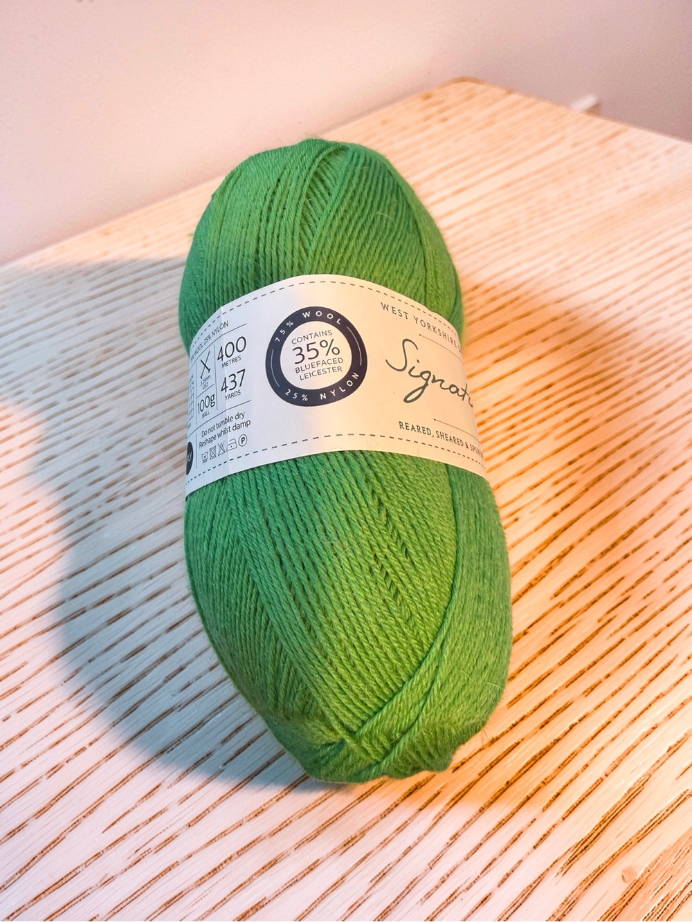 Signature Bright Green Wool Blend Yarn Skein